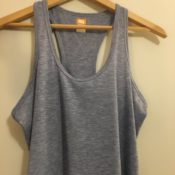 Lucy Grey Blue Heathered Racer Back Tank Top - Picture 3 of 13